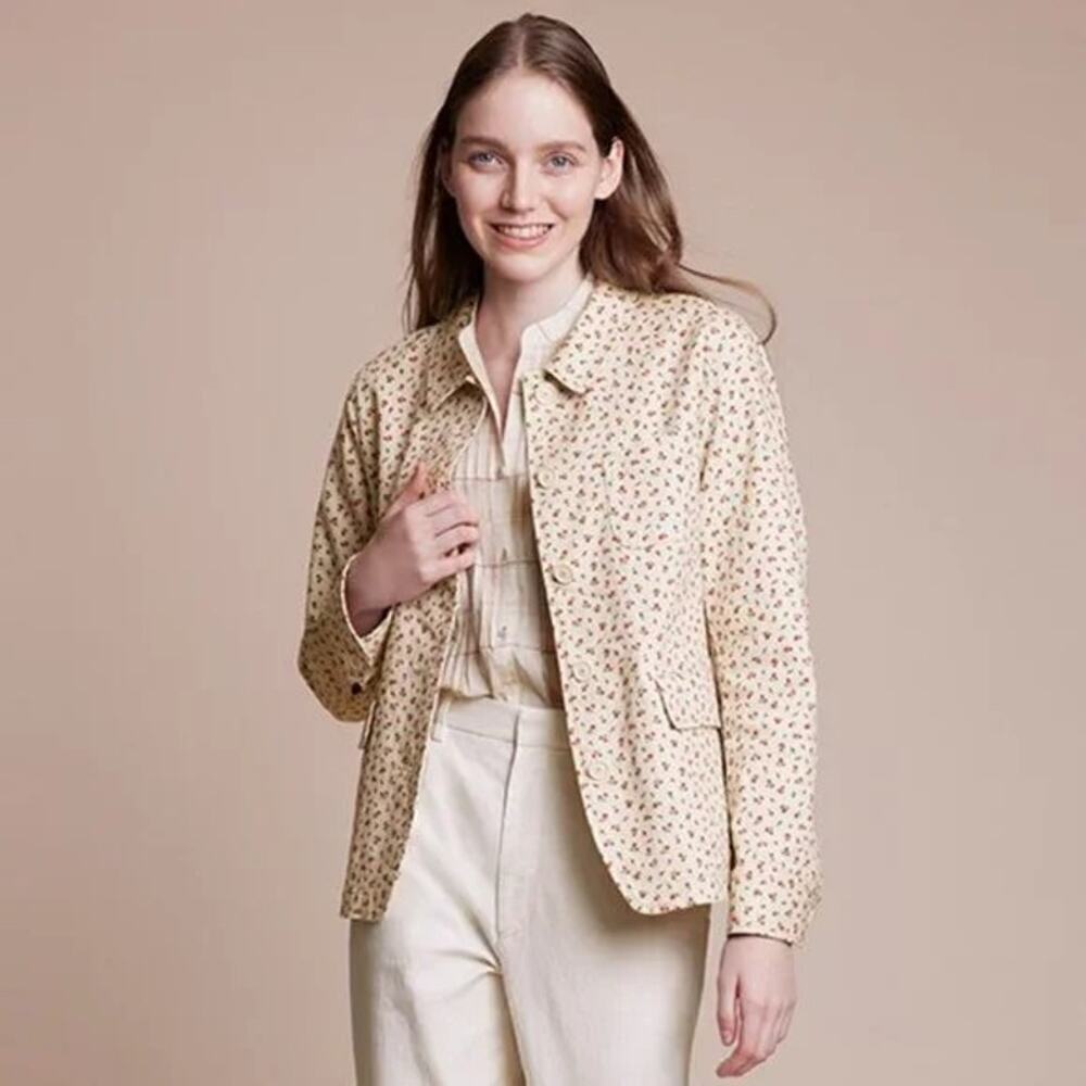 Uniqlo Ines de la Fressange Women's Floral Print Cotton Coverall Jacket Size M